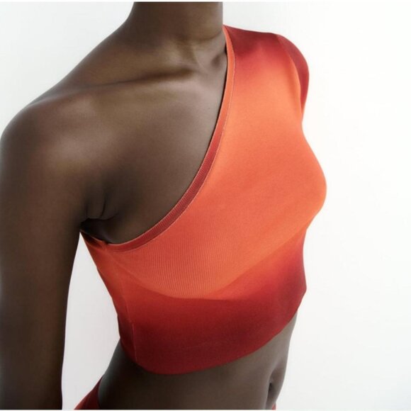 NEW Zara Blogger-Fave One-Shoulder Tie-Dye Crop Top, Size S - Picture 3 of 16